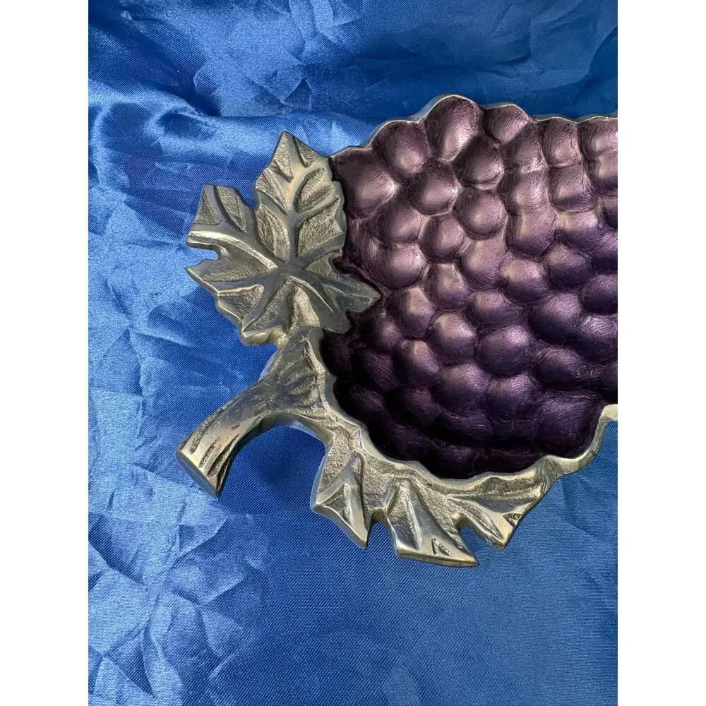 Grape Shape Platter Purple Enamel on Aluminum by Julie Knight